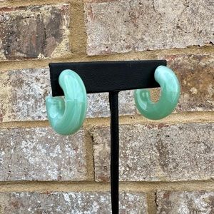 Jungle Green Chunky C Acrylic Earrings